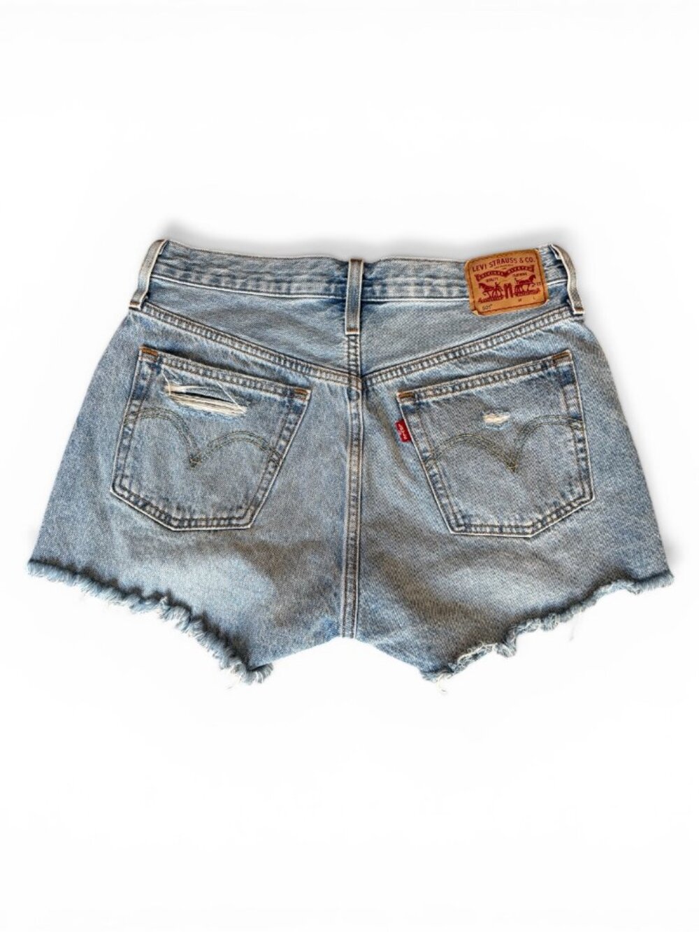 Levi’s 501 High Rise Distressed Cutoff Denim Light Wash Shorts Size 29 - Picture 2 of 14